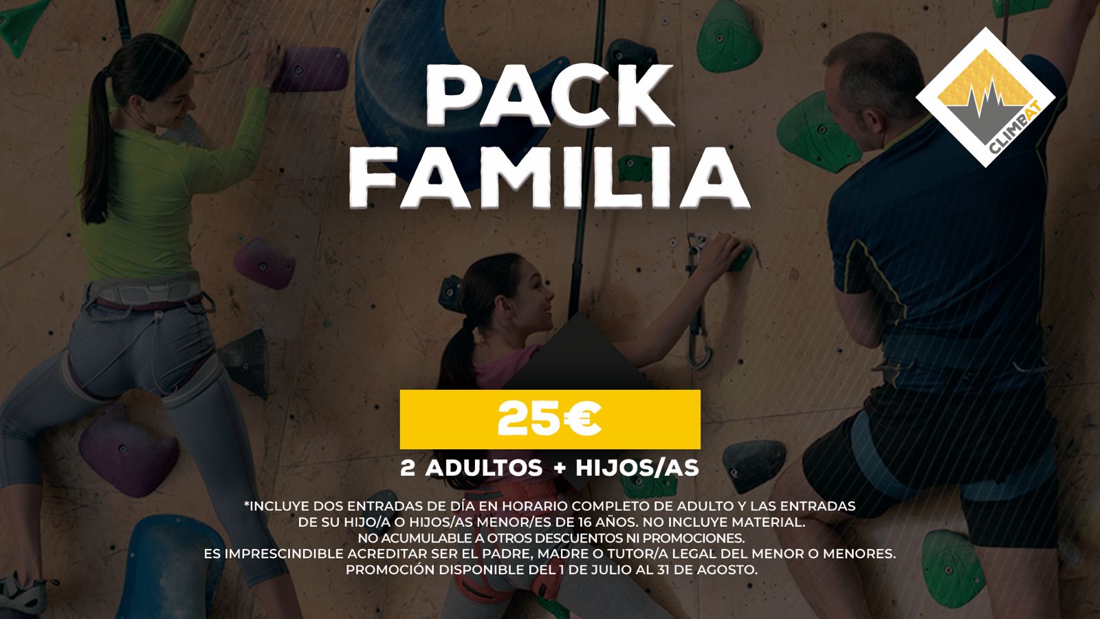 Promoción Pack Familia Climbat verano 2025: entradas para familias por 25€