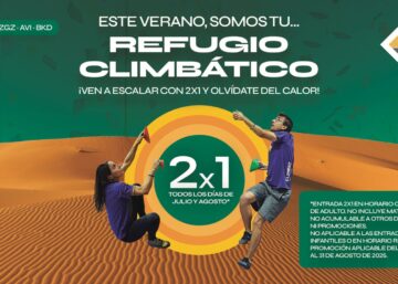 Promoción 2x1 en entradas de adulto en Climbat verano 2025. Refugio Climbático con rocódromos climatizados.