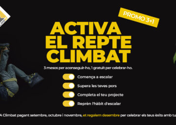 Imatge promocional de Climbat amb el text "Activa el teu repte Climbat" i una oferta especial.