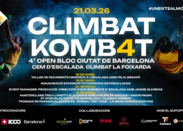 Cartell del Climbat Komb4t 2026, 4t Open Bloc Ciutat de Barcelona al CEM d’Escalada Climbat La Foixarda.