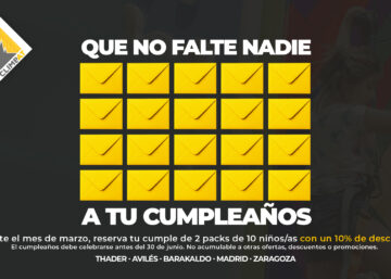 Promoción de cumpleaños infantiles en rocódromos Climbat con 10% de descuento en packs de 10 niños durante el mes de marzo.