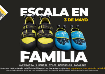 Zapatillas de escalada Climbat promocionando oferta especial del Día de la Madre con entrada gratis para adulto