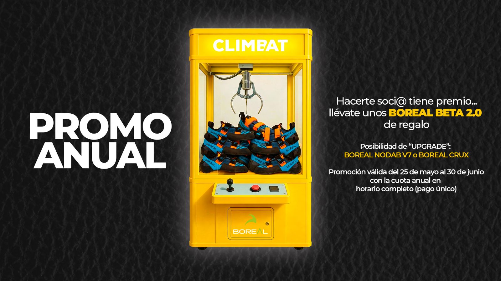 Promoción anual de Climbat con pies de gato Boreal Beta 2.0 de regalo para nuevos socios de escalada