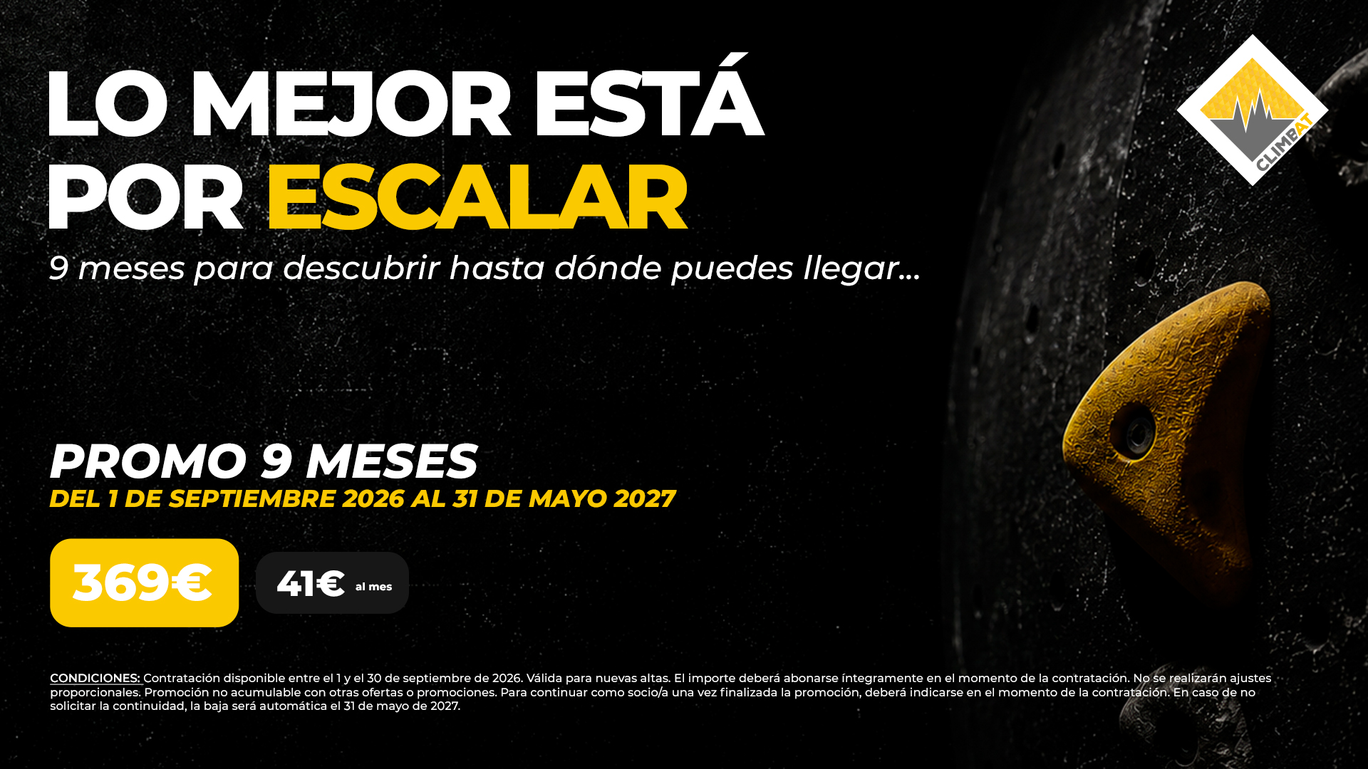 Promoción Climbat de 9 meses de escalada por 369 € para nuevas altas